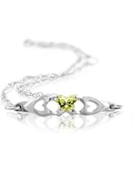 Butterfly Shaped Green Special Shape Cubic Zirconia Bracelet in 14kt White Gold