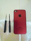 Verizon Iphone 4 Back Cover Housing, Red Color Brushed Metal Aluminum Batte ....
