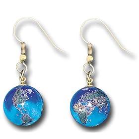 Planet Earrings, Earth Or Mars Marbles With Gold Fill Findings
