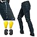 2019 Waterproof Men Motorcycle Riding Pants Motocross Racing Jeans With 4 X Knee Hip Pads (XXL, Blue)