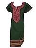 Indian Tunic Dress Kurta Neck Embroidery Cotton Long Kurti (Chest: 48", Green)