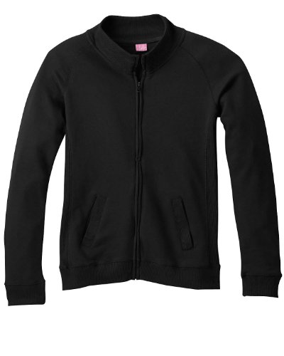 LAT - Ladies' French Terry Raglan-Sleeve Cadet Jacket >> M,BLACK