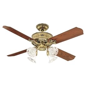 Hunter 23710 1896 Art Noveau Four-Light 52-Inch Five Blade Ceiling Fan, Burnished Brass... by Hunter Fan Company