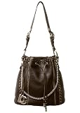 Dolce & Gabbana Brown Pebbled Leather DG Charmed Drawstring Shoulder Bag BB1796-A1138-80048