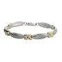 Sterling Silver Cable Bracelet with Gold X