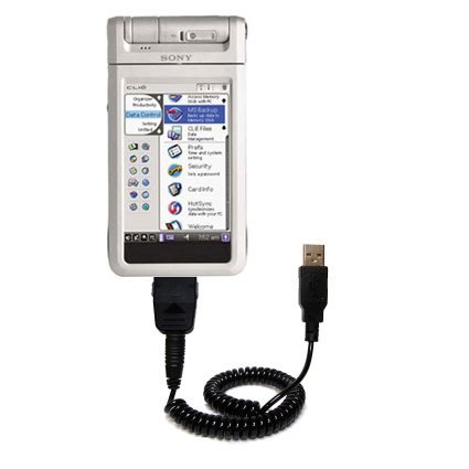 Coiled USB Cable for the Sony Clie NX70V with Power Hot Sync and Charge capabilities - uses Gomadic TipExchange Technology