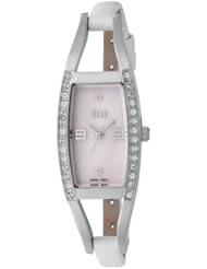 ELLETIME Womens EL20001S03C Steel Mother Of Pearl Pink Dial White Leather Strap Watch