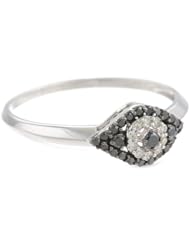 Sterling Silver 0.25 cttw Black and White Diamond Ring