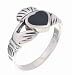 SilverBin Sterling Silver High Polish Claddagh Style Ring with Onyx Accents