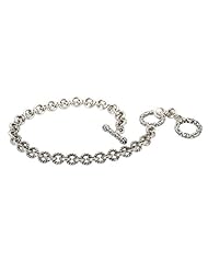 Sterling silver and 18k Enchanta Collection 5mm link bracelet adjustable 7-8 inches