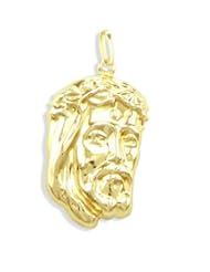 3D Jesus Face Charm 14k Yellow Gold Pendant
