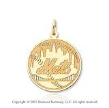 14k Yellow Gold New York Mets Carved Skyline Pendant