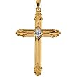14K Yellow Gold Diamond Cross Pendant - 37.50x25.50mm