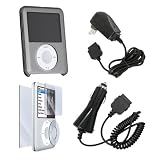 All-in-1 Combo with Crystal Carrying Case + Rapid Car Charger + Travel Home Charger + Screen Protector for Apple iPod Nano 3 Gen (4GB / 8GB) by Eforcity