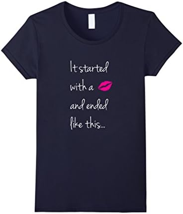 Women's It Started With a Kiss And Ended Like This Maternity T-Shirt Small Navy