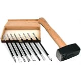 9 Woodworking Chisels Hammer Carving Turning Hand Tools