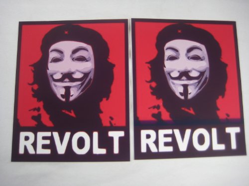 Huge save onmasks guy fawkes 2 x Anonymous REVOLT Che Guevara Vinyl decal sticker Guy Fawkes V mask