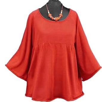 BellaDonnaModen Chice Strick Tunika Pullover Emipre Raffung Rot