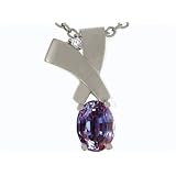 1.02 cttw Lab Created Alexandrite and Genuine Diamond Pendant - 14kt White or Yellow Gold