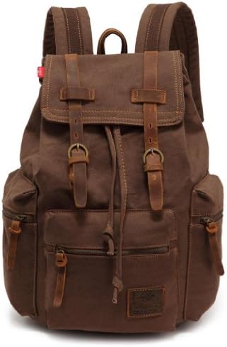 EcoCity Vintage Canvas Backpack Rucksack Schoolbag