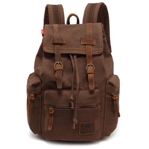 EcoCity Vintage Canvas Backpack Rucksack Schoolbag