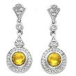 14K White Gold Citrine and Diamond Earrings