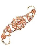 Coral Gold Antique Victorian Style Rhinestone Bead Bracelet Jewelry