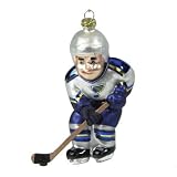 Pack of 3 NHL St. Louis Blues Glass Hockey Player Christmas Ornaments 4"