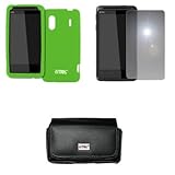 EMPIRE Black Leather Case Pouch with Belt Clip and Belt Loops + Neon Green  ....