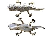White Mother Of Pearl Gecko Brooch with Diamonds, 14k Gold
