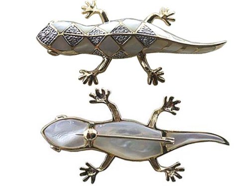 White Mother Of Pearl Gecko Brooch with Diamonds 41KFyHBTs7L White Mother Of Pearl Gecko Brooch with Diamonds
