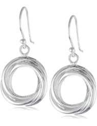 Sterling Silver Twisted Circle Drop French Wire Earrings