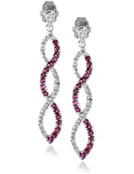10k White Gold Ruby and Diamond Twist Earrings