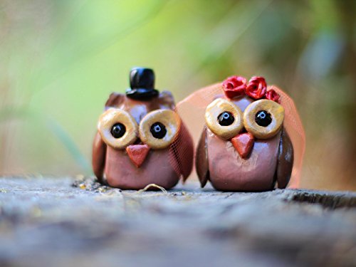 Owl Wedding Cake Topper, Polymer Clay Owl Couple Cake Topper, Cake Decoration, Woodland Cake Topper, Woodland Wedding, Rustic Wedding