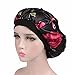 Qhome Luxury Wide Band Satin Bonnet Cap Comfortable Night Sleep Hat Hair Loss Cap