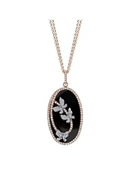 14k White Gold 2.05 Ctw Onyx Butterfly Diamond Necklace