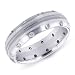 14K White Gold Diamond Accented Ridged Men's Band Ring