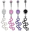DANGLING STAR CUTOUT BELLY RING BNAST140PRP- PURPLE