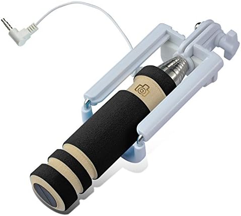 5.5 inch Ultra Compact Foldable Quicksnap Pro 3-in-1 Monopod Extendable Wired Selfie Stick with Remote Shutter with Adjustable Phone Holder for iPhone 6 Plus 5 5s 5c Samsung S6 Edge Android (Black)