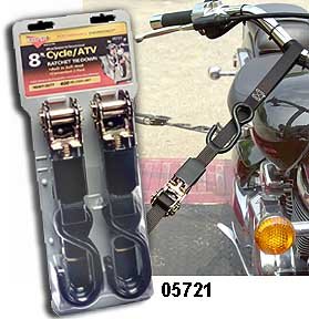 Keeper 05721 2 pk 8' Motorcycle and ATV Tie Down with Ratcheting Buckle  padded handle  w built in Soft Tie technology and Vinyl Coated S Hooks