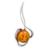 Baltic Light Honey Amber Sterling Silver Steaming Sphere Pendant