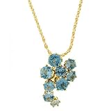 14K Gold Blue Topaz Paisley Pendant by Suz Andreasen MADE IN AMERICA