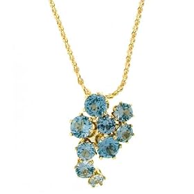 14K Gold Blue Topaz Paisley Pendant by Suz Andreasen MADE IN AMERICA by America Jewelry