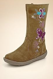 Younger Girls Suede Floral Butterfly Embroidered Boots