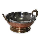 Indian Copperware Serving Karahi Handmade Tableware Pan with Stand