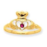 10k Polished Geniune Garnet Birthstone Ring