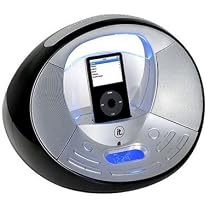 Innovative Technology IT-6022 Round Alarm Clock with iPod Dock (Black/Silver)