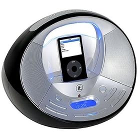 Click here to buy Innovative Technology IT-6022 Round Alarm Clock with iPod Dock (Black Silver) by Innovative Technology.