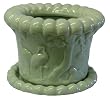 Chinese celadon planter with tray - longevity design with pine trees and cranes