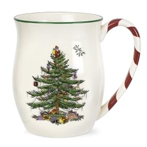 Spode Christmas Tree Candy Cane Mugs, Set of 4